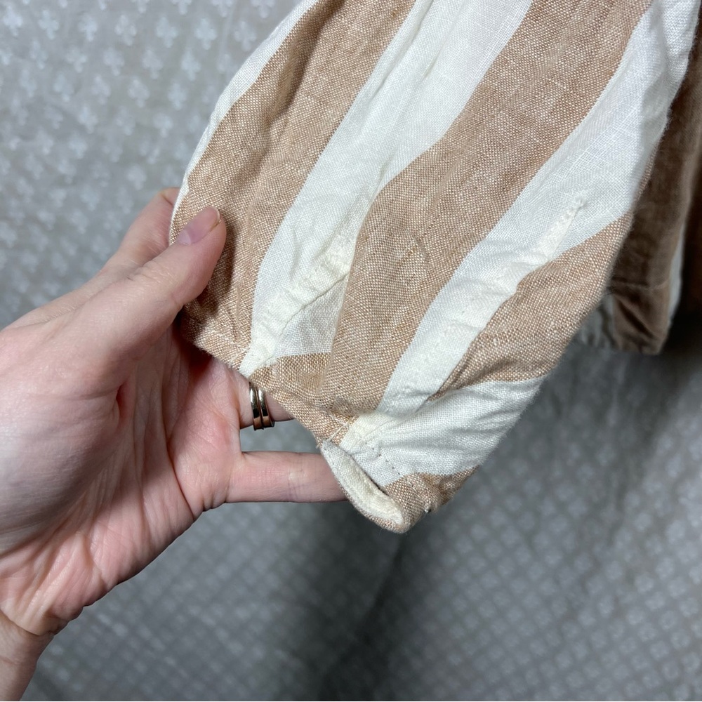 Everlane Tan White Striped‎ Linen Boxy Top - Picture 5 of 7